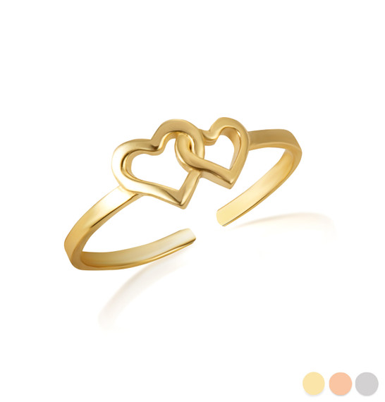 Gold Double Heart Toe Ring