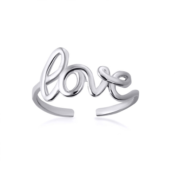 White Gold Love Cursive Script Toe Ring