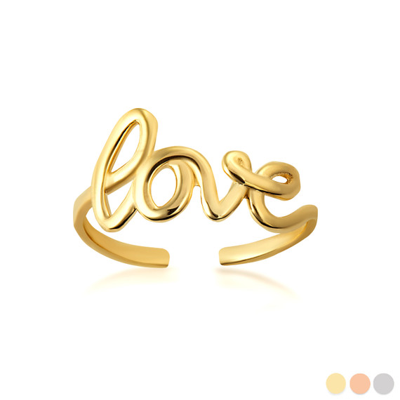 Gold Love Cursive Script Toe Ring