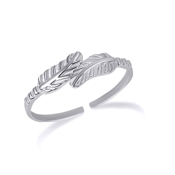 White Gold Double Fern Leaf Toe Ring