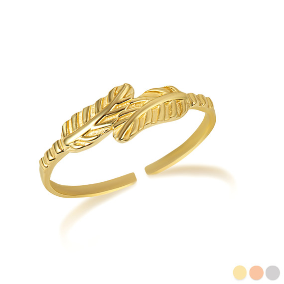 Gold Double Fern Leaf Toe Ring