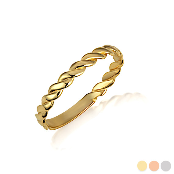 Gold Rope Twist Stackable Band Ring