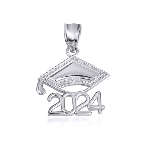 .925 Sterling Silver Class Of 2024 Graduation Cap Pendant