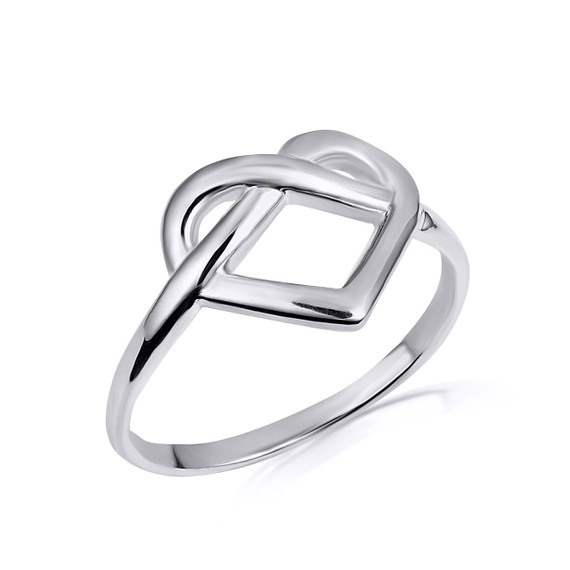 White Gold Infinity Heart Eternal Love Band Ring