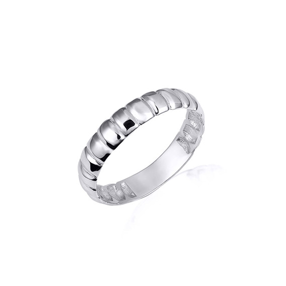 .925 Sterling Silver Ribbed Band Ring