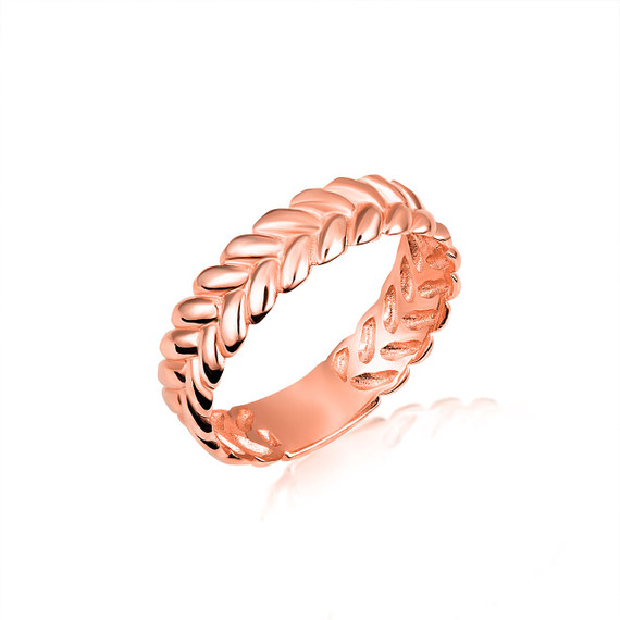 Rose Gold Laurel Wreath Fern Leaf Band Ring