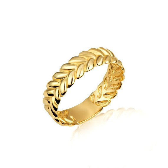 Gold Laurel Wreath Fern Leaf Band Ring (Available in Yellow/Rose/White Gold)