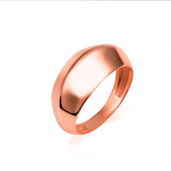 Rose Gold Crescent Dome Cocktail Party Ring