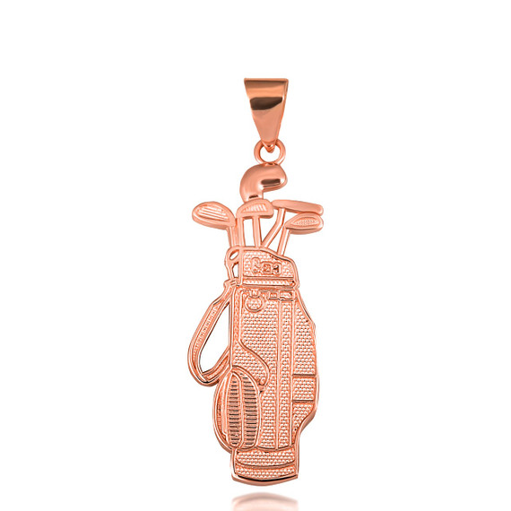 Rose Gold Golf Bag & Clubs Beaded Sports Pendant