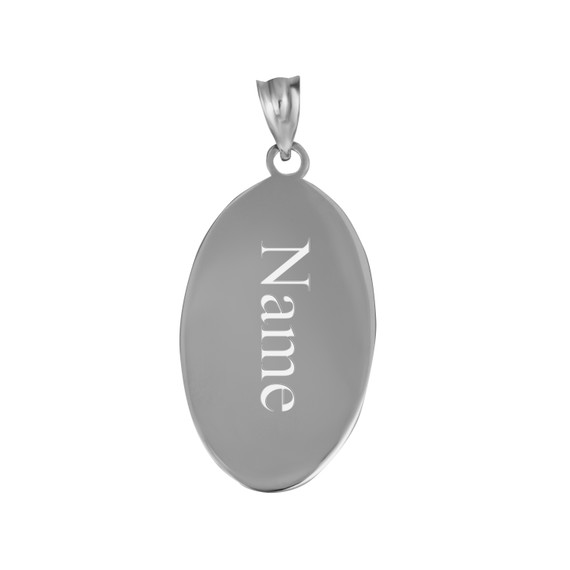 White Gold Personalized Fingerprint Pendant Name