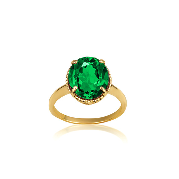 Gold Classic Roped Gemstone Love Ring (Available in Yellow/Rose/White Gold)