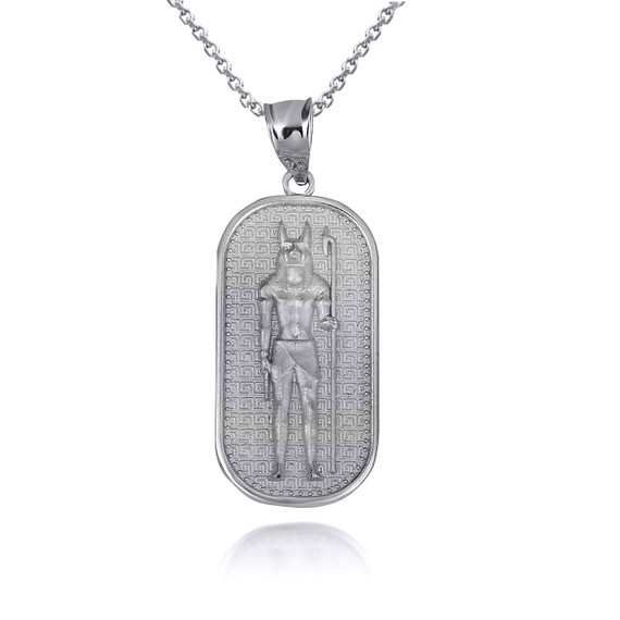 .925 Sterling Silver Egyptian Anubis God Of The Dead Guard Dog Amulet Pendant Necklace