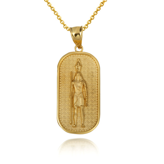 Yellow Gold Egyptian Osiris God Of Death Amulet Pendant Necklace