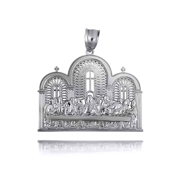 White Gold The Last Supper Jesus & Apostles Pendant