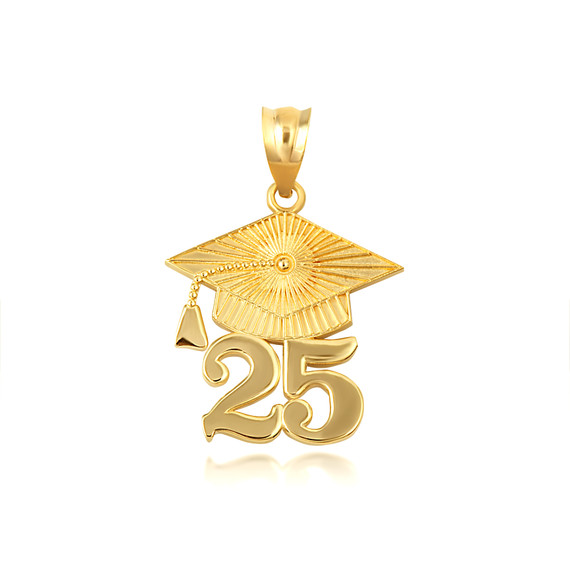 Gold Class of 2025 Graduation Cap Pendant