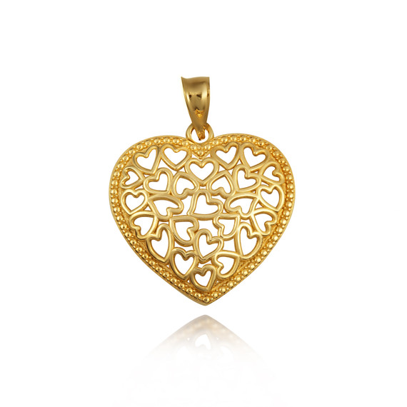 Yellow Gold Hearts Inside Heart Pendant