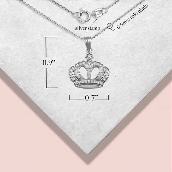 [Hei] (silver925) crown pendant necklace ネックレス 925 Sterling Silver Cubic Zirconia Royal Crown Pendant