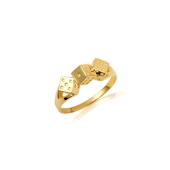 Yellow Gold Lucky Playing Dice Ring