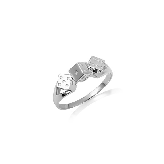 .925 Sterling Silver Lucky Playing Dice Ring