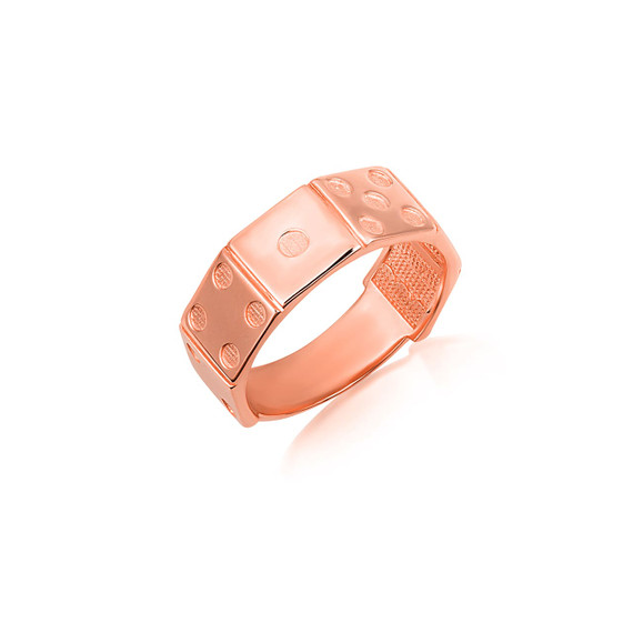 Rose Gold Lucky 6 Sided Dice Band Ring