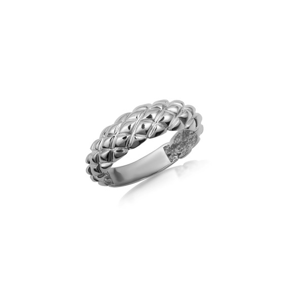 White Gold Dragon Scales Band Ring