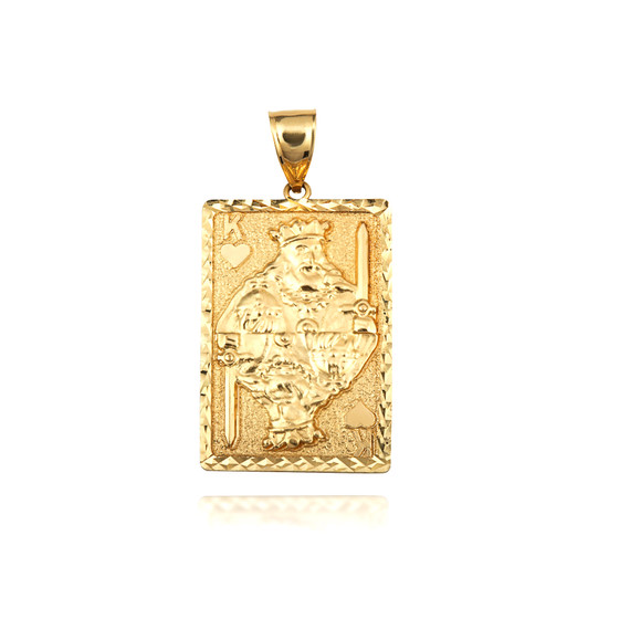 Gold King Of Hearts Playing Cards Pendant