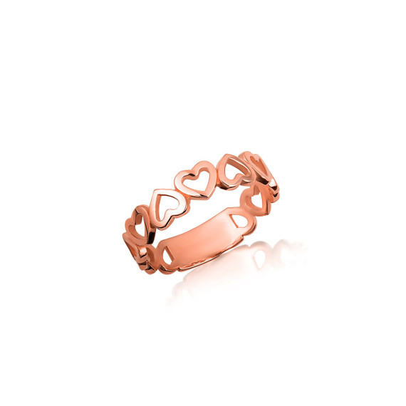 Rose Gold Open Heart Shapes Band Ring