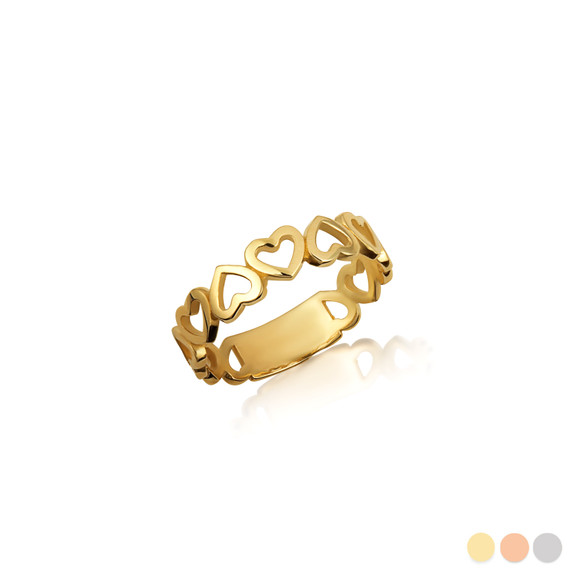 Gold Open Heart Shapes Band Ring
