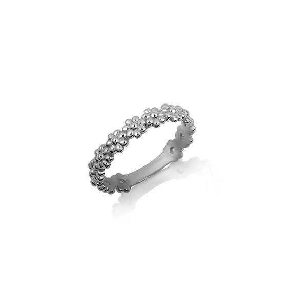 White Gold Diasy Flower Band Ring