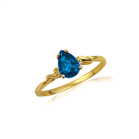 Gold Pear Cut Sapphire Gemstone Ring