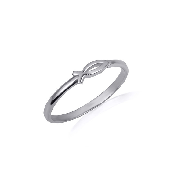 .925 Sterling Silver Christian Ichthys Jesus Fish Ring