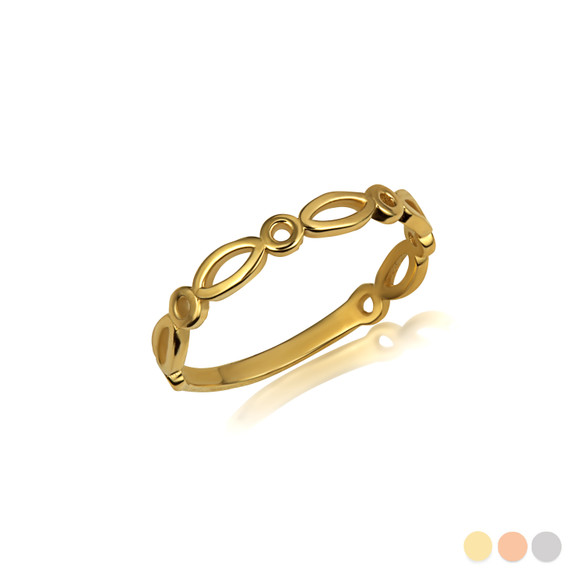 Yellow Gold Oval & Round Shaped Eternity Band Ring