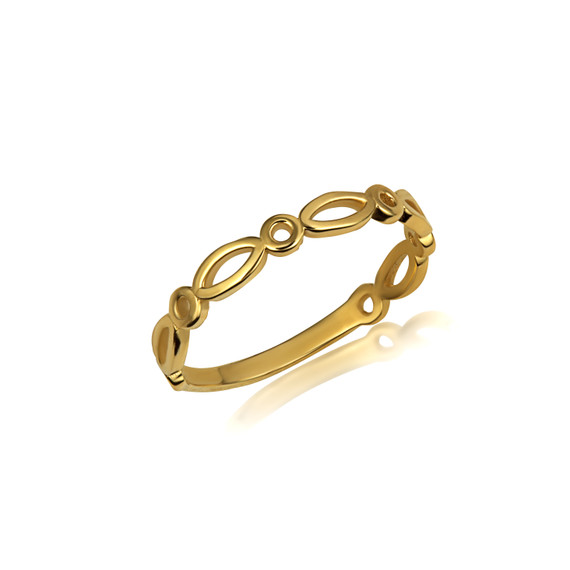 Yellow Gold Oval & Round Shaped Eternity Band Ring