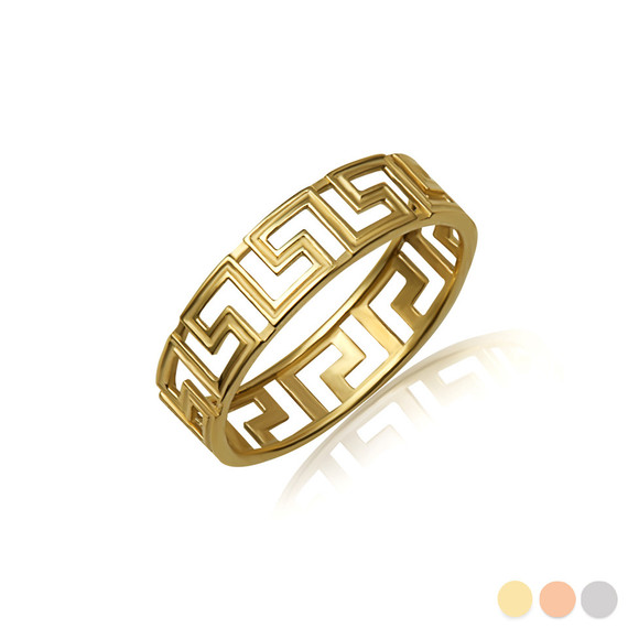 Gold Greek Key Eternity Band Ring (Available in Yellow/Rose/White Gold)