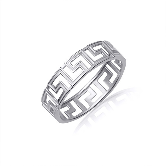 .925 Sterling Silver Greek Key Eternity Band Ring