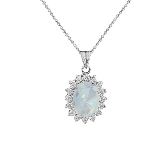 Opal Fancy Pendant Necklace in Sterling Silver