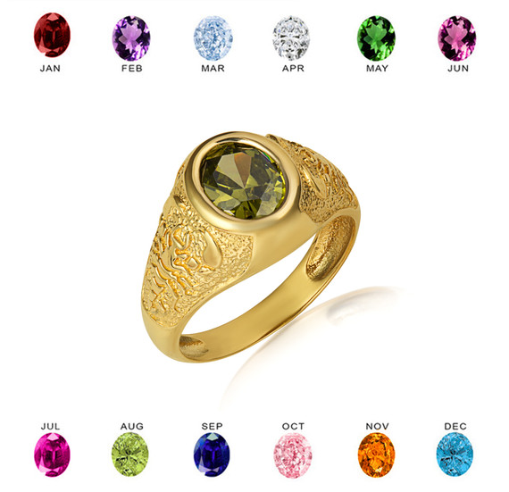 Gold Oval Gemstone Textured Scorpion Band Ring