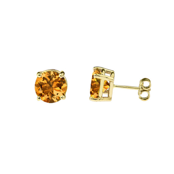 Yellow Gold Custom Citrine Birthstone Earrings