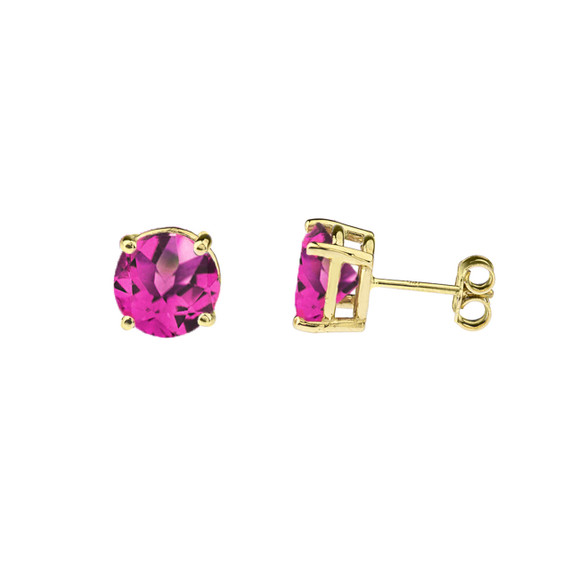 Yellow Gold Custom Alexandrite Birthstone Earrings