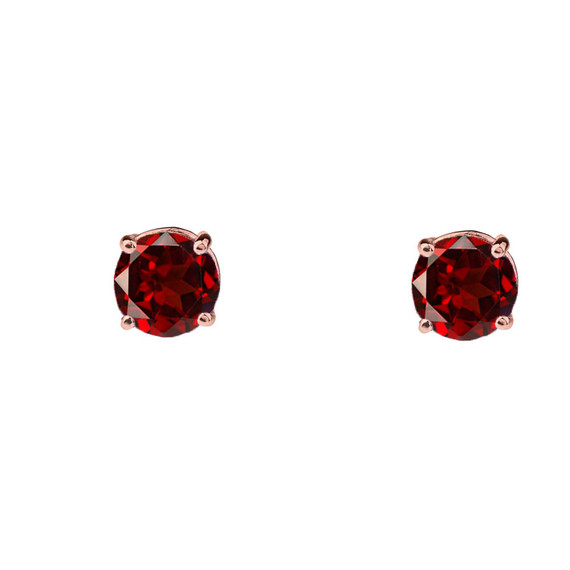 Rose Gold Custom Garnet Birthstone Earrings