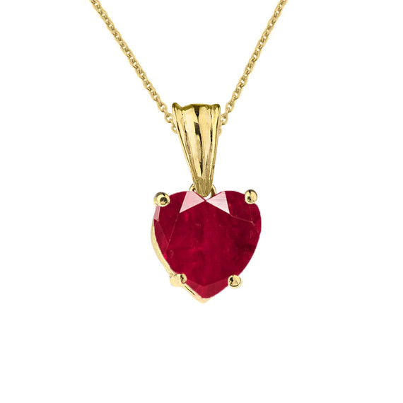 Yellow Gold Heart Personalized Birthstone Pendant Necklace