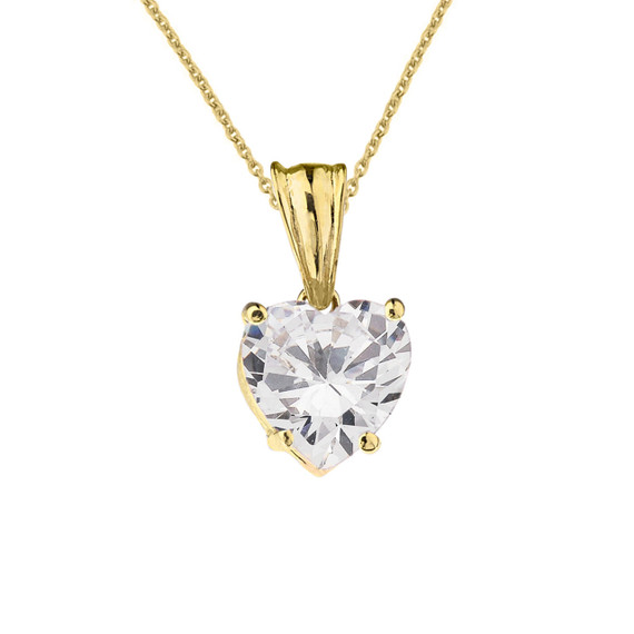 Yellow Gold Heart Personalized Birthstone Pendant Necklace