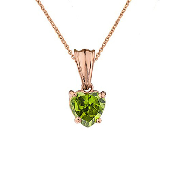 Rose Gold Heart Personalized Birthstone Pendant Necklace