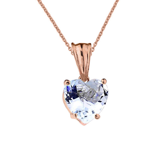 Rose Gold Heart Personalized Birthstone Pendant Necklace