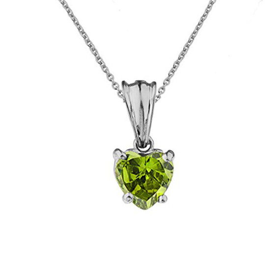 White Gold Heart Personalized Birthstone Pendant Necklace