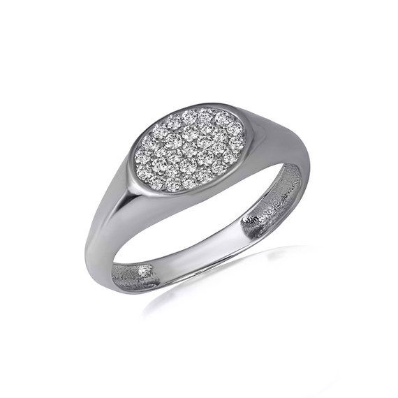 .925 Sterling Silver Oval CZ Statement Ring