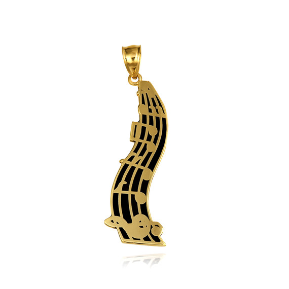 Gold Music Staff Treble Clef Notes Enamel Pendant