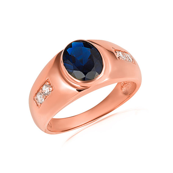 Rose Gold Oval Gemstone Art Deco Ring