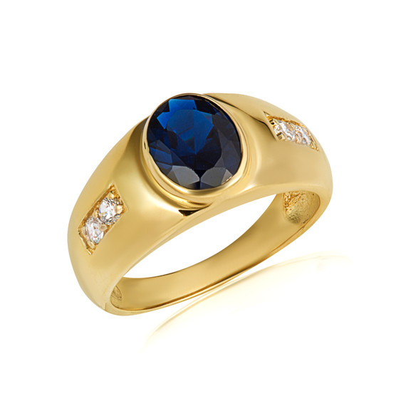 Gold Oval Gemstone Art Deco Ring