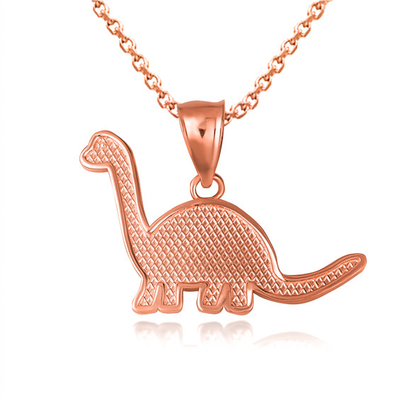 Rose Gold Brachiosaurus Dinosaur Textured Pendant Necklace